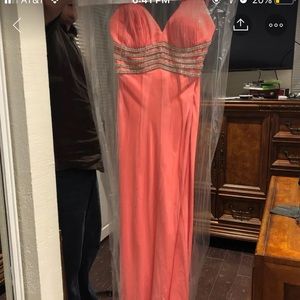Peach colored prom dress